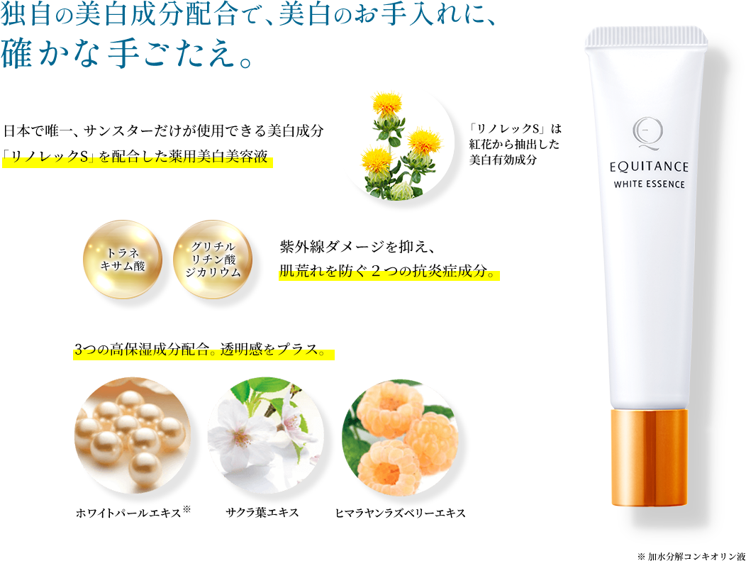 独自の美白成分配合で、美白のお手入れに、確かな手ごたえ。