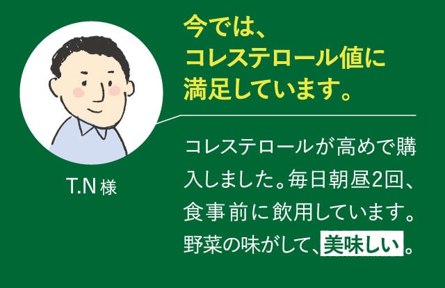 今では、コレステロール値に満足しています。