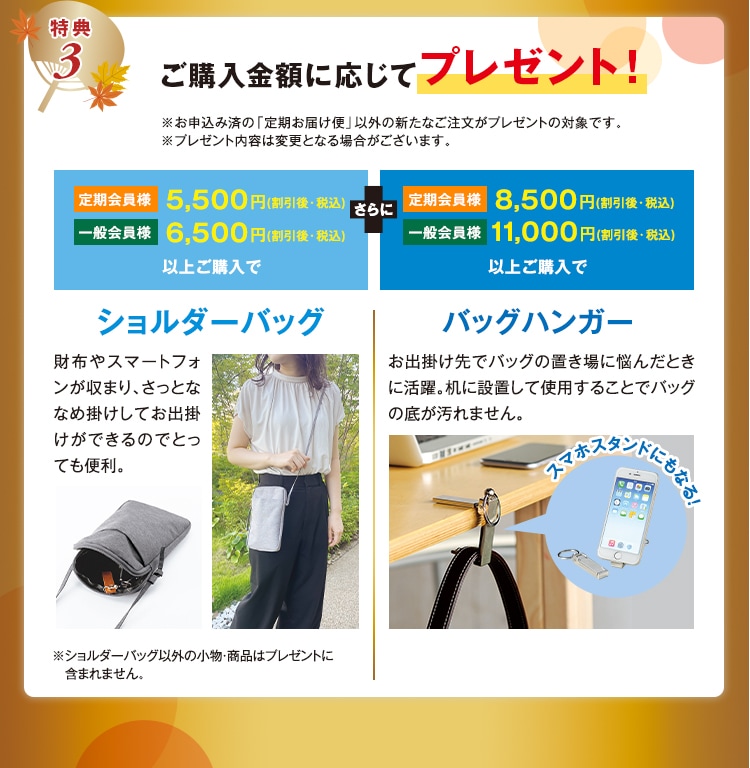 ご購入金額に応じてプレゼント！