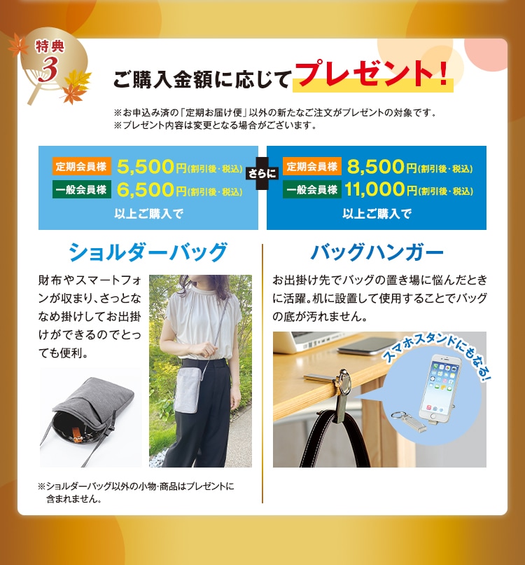 ご購入金額に応じてプレゼント！