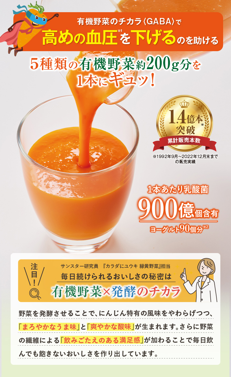 有機野菜のチカラ（GABA）で高めの血圧を下げるのを助ける