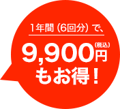 １年間（6回分）で、9,900円もお得！