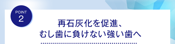 point2 再石灰化を促進、むし歯に負けない強い歯へ