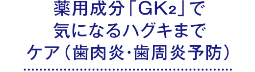 薬用成分「GK2」で気になるハグキまでケア(歯肉炎・歯周炎予防)