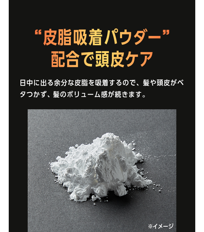 “皮脂吸着パウダー”配合で頭皮ケア