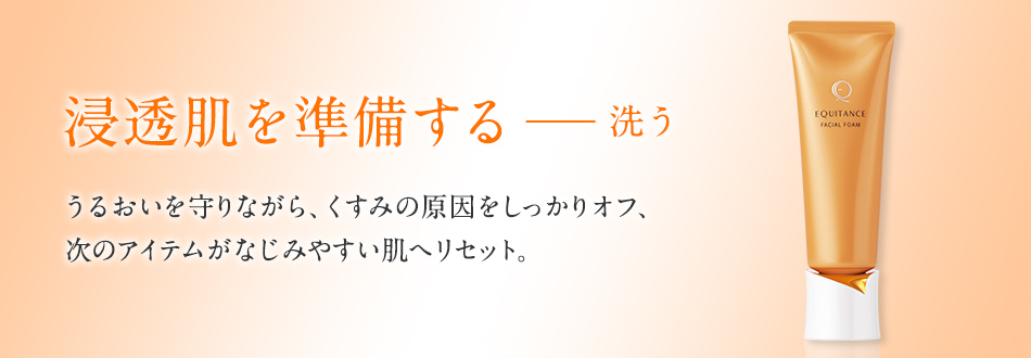 うるおいを守りながら、くすみの原因をしっかりオフ、次のアイテムがなじみやすい肌へリセット。