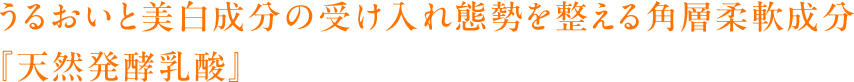 うるおいと美白成分の受け入れ態勢を整える角層柔軟成分 『天然発酵乳酸』